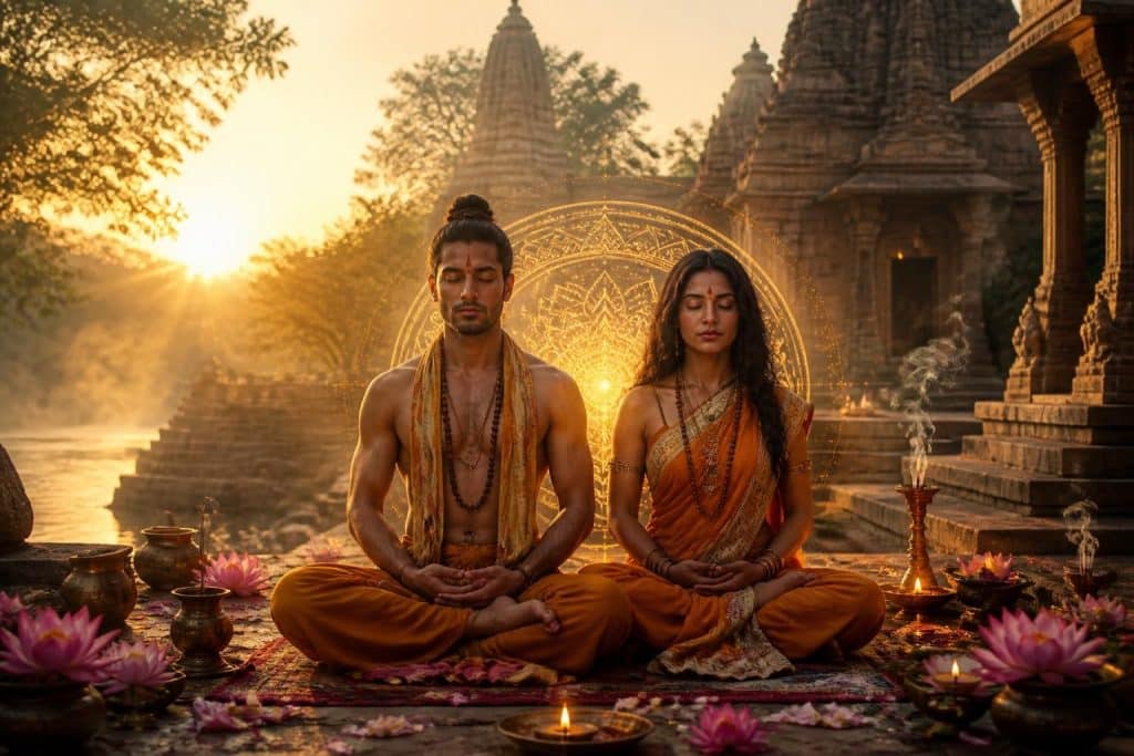 découvrez l'origine du tantra, ses pratiques traditionnelles et les bienfaits qu'il apporte pour l’éveil spirituel et l'harmonie intérieure.